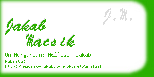jakab macsik business card